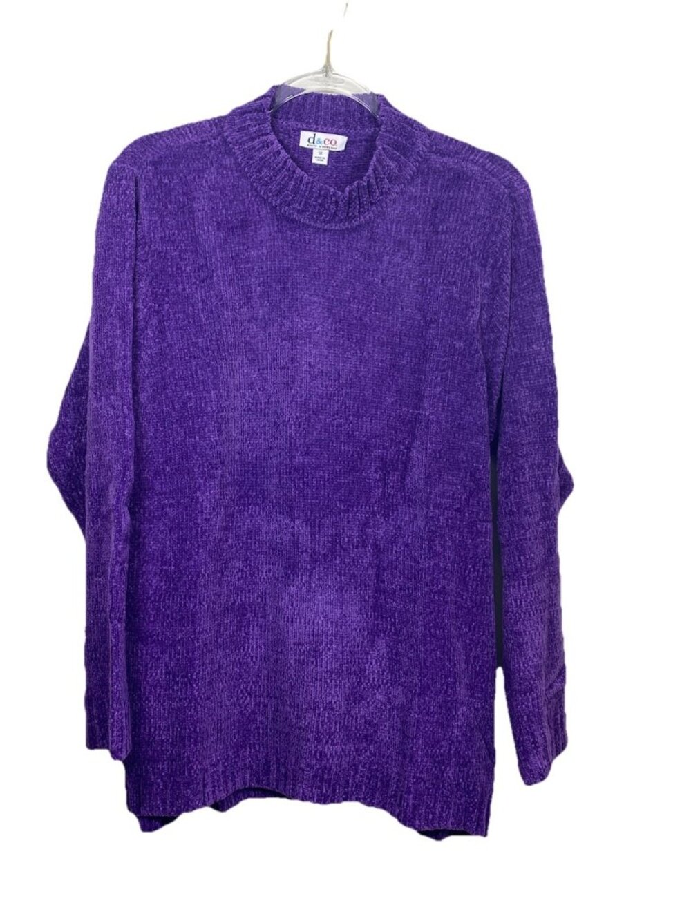 Denim & Co Size 1X Purple Chenille Knit Pullover Sweater Crew Neck NEW